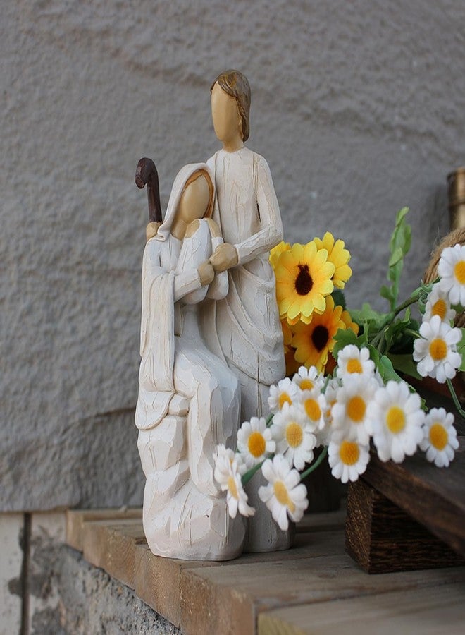 HEBYJO Religious Holy Family Figurine, Resin Sculpture of Mary, Joseph & Baby Jesus, Nativity Set Indoor, Christian Decor for Home, Church, Christmas(8.26 inch Height) - Image 5